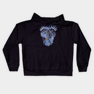 Abstract blue face with crown of thorns Kids Hoodie